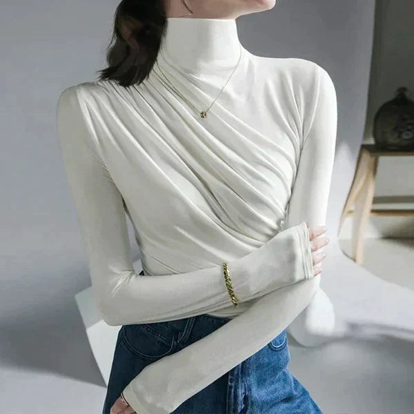 Variant image for Beatrix | Elegante Bluse Damen mit Falten und Rollkragen-17