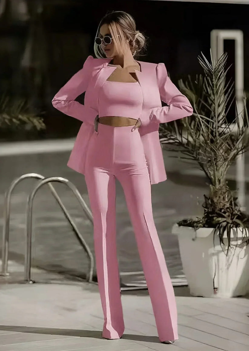Elegantes Blazer & Hohe T-Hose Set für Damen