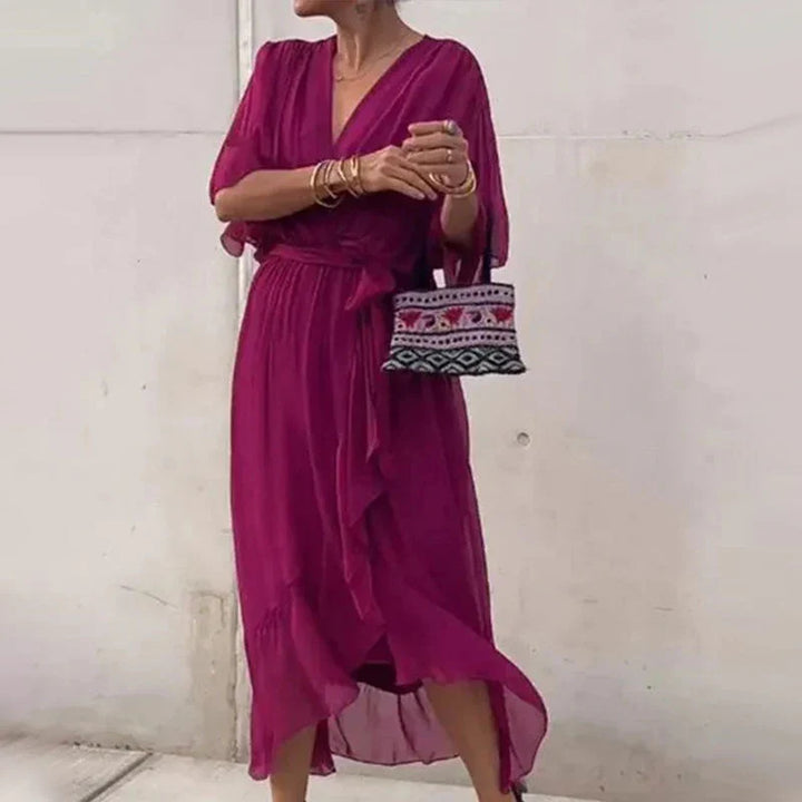 Variant image for Ava | Festliches Midi Kleid mit V-Ausschnitt für Damen-25