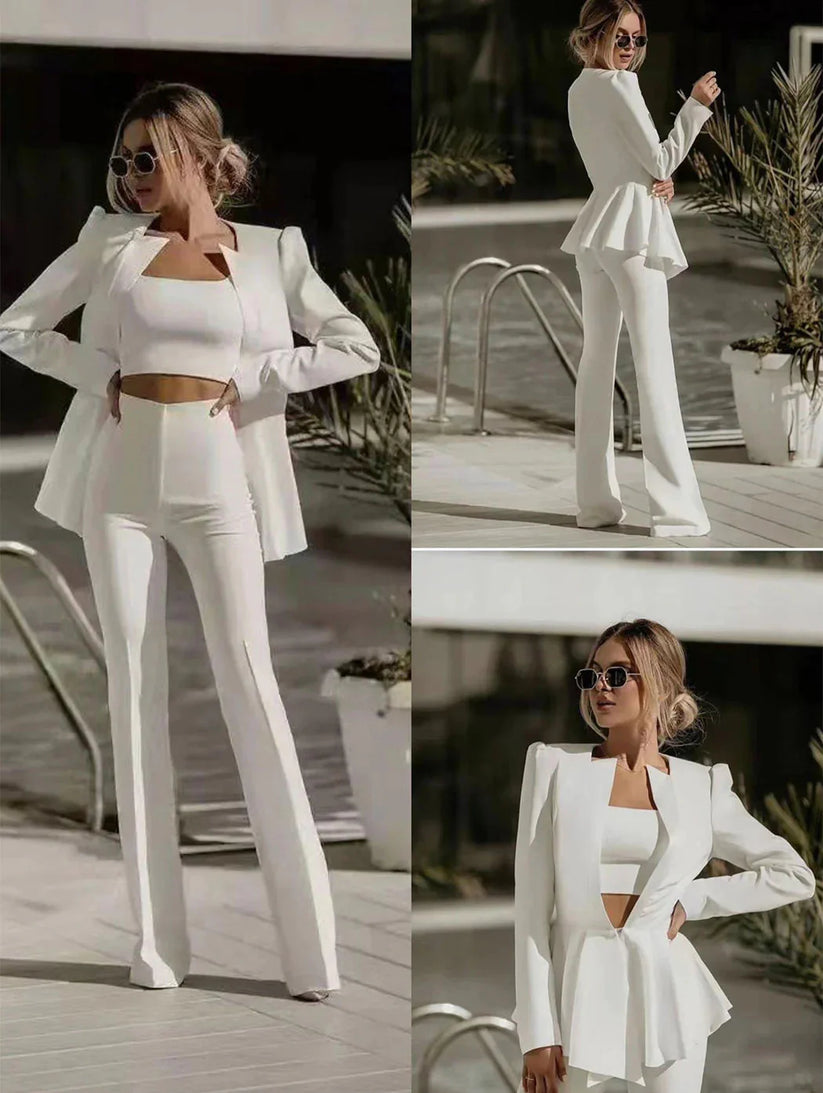 Elegantes Blazer & Hohe T-Hose Set für Damen